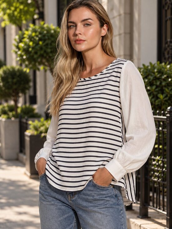 Old Navy Tops - OLD NAVY Color Block Striped Tunic Top L Zipper Back Long Sleeve Blouse Shirt